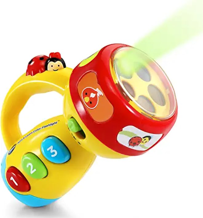 This handheld toy flashlight has lots of color settings and sings along with your 1-year-old.