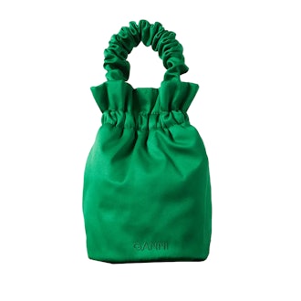 GANNI Occasion Occasion rushed embroidered recycled-satin tote