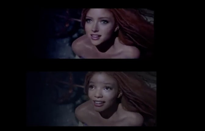 Side by side of original and edited screenshots from The Little Mermaid.