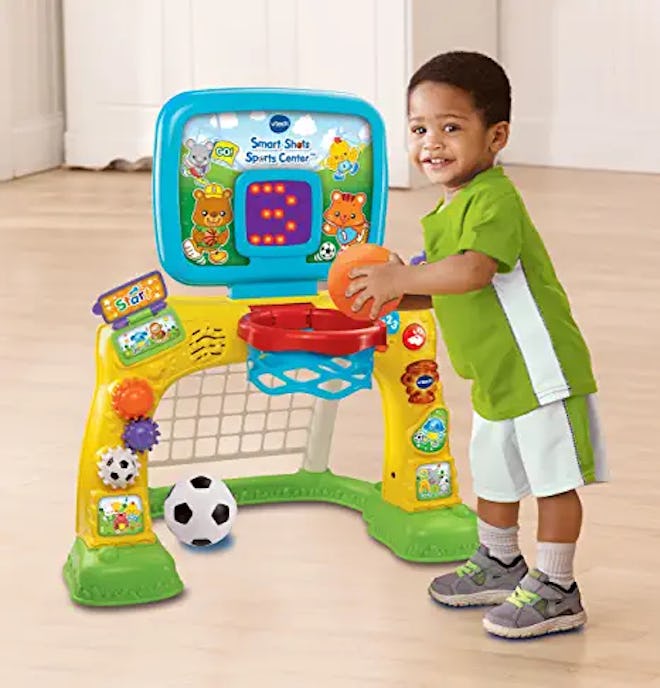 An interactive basketball hoop is one of the best gifts for 1-year-olds.