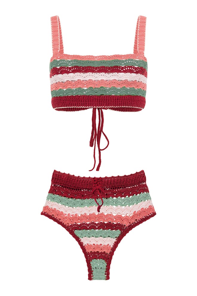 Carolina K striped crochet bikini set