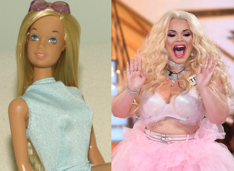 Malibu Barbie doll next to Trisha Paytas.