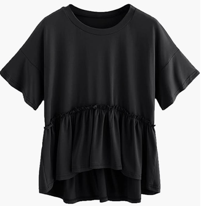 ROMWE Short Sleeve Ruffle Hem Top