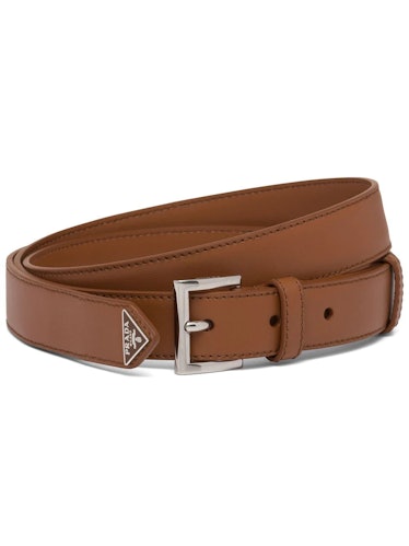 Prada Triangle Logo Leather Belt