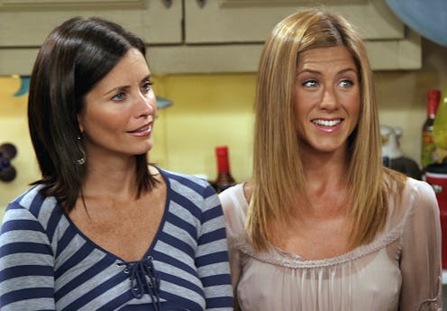 Courteney Cox and Jennifer Aniston as Monica Geller and Rachel Green in 'Friends'