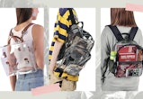 A collage of three photos featuring models wearing some of the best clear backpacks on Amazon.