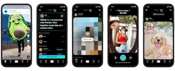 The various screens of the new TikTok Now experience.