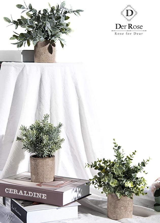 Der Rose Artificial Mini Potted Plants (3-Pack)