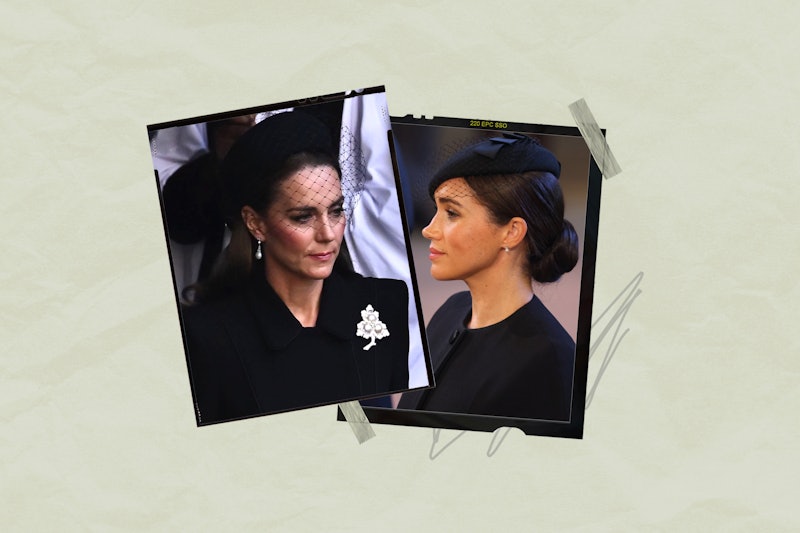 Kate Middleton and Meghan Markle in black in a collage