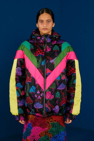 Neon Mushrooms Recycled Polyester Reversible Puffer Jacket