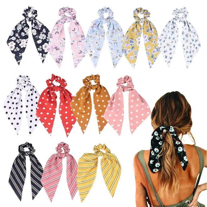 Aileam Hair Scarf Scrunchies (12 Pack)