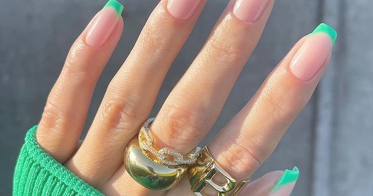 Green French Tip Nails - wide 10
