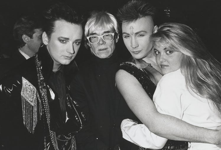 Cornelia Guest with Boy George, Andy Warhol, the English pop singer Marilyn