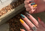 Fall-themed coffin nail designs that serve all the autumn vibes.