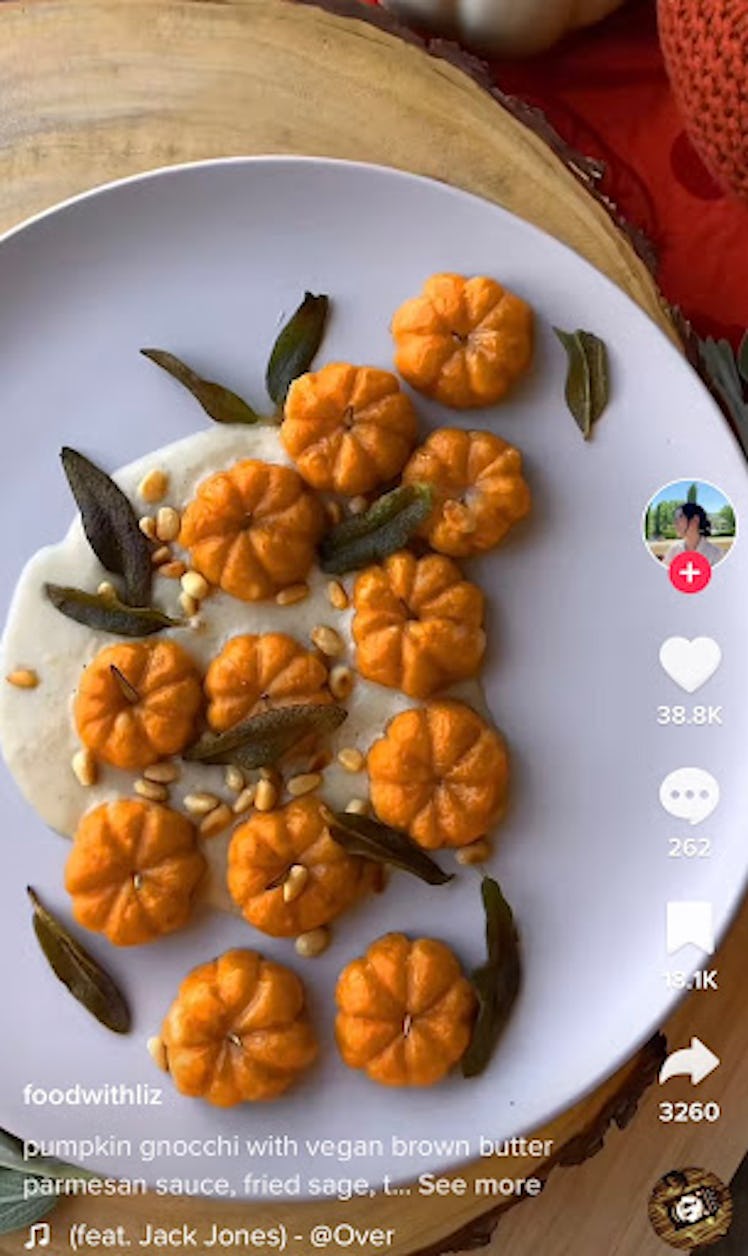 Pumpkin-shaped gnocchi is a pumpkin recipe from TikTok.