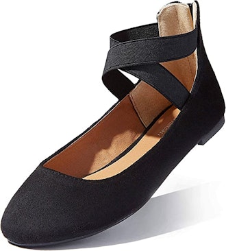 DailyShoes Classic Ankle Strap Pointed Toe Flat Shoes