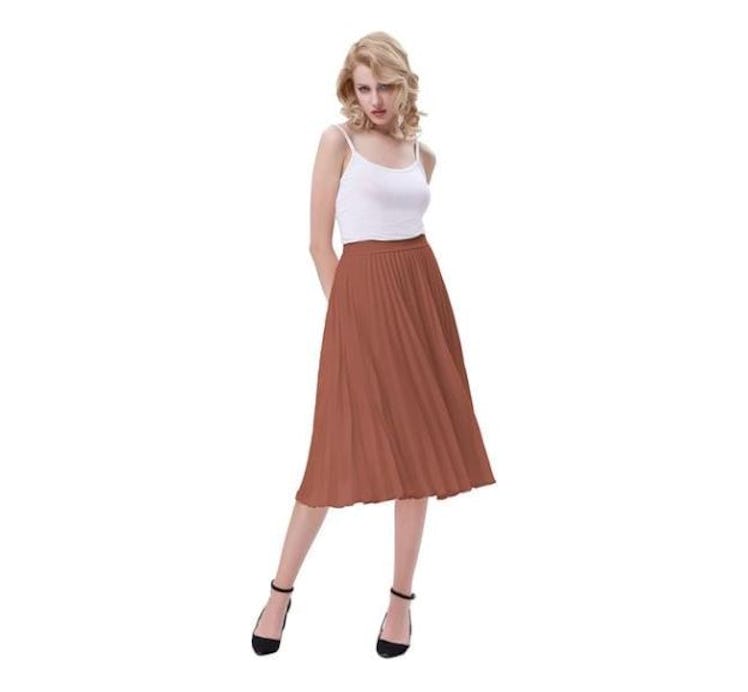 Kate Kasin High Waist A-Line Swing Skirt