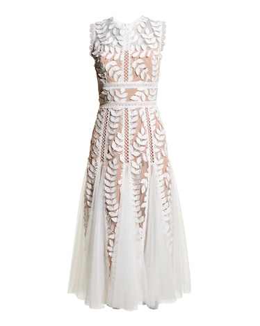 Bronx and Banco white sheer lace dress