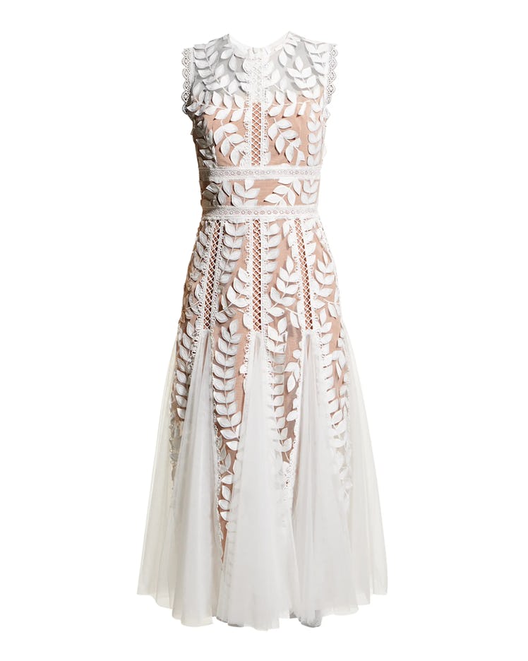 Bronx and Banco white sheer lace dress