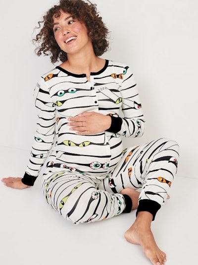 Maternity Matching Printed One-Piece Pajamas