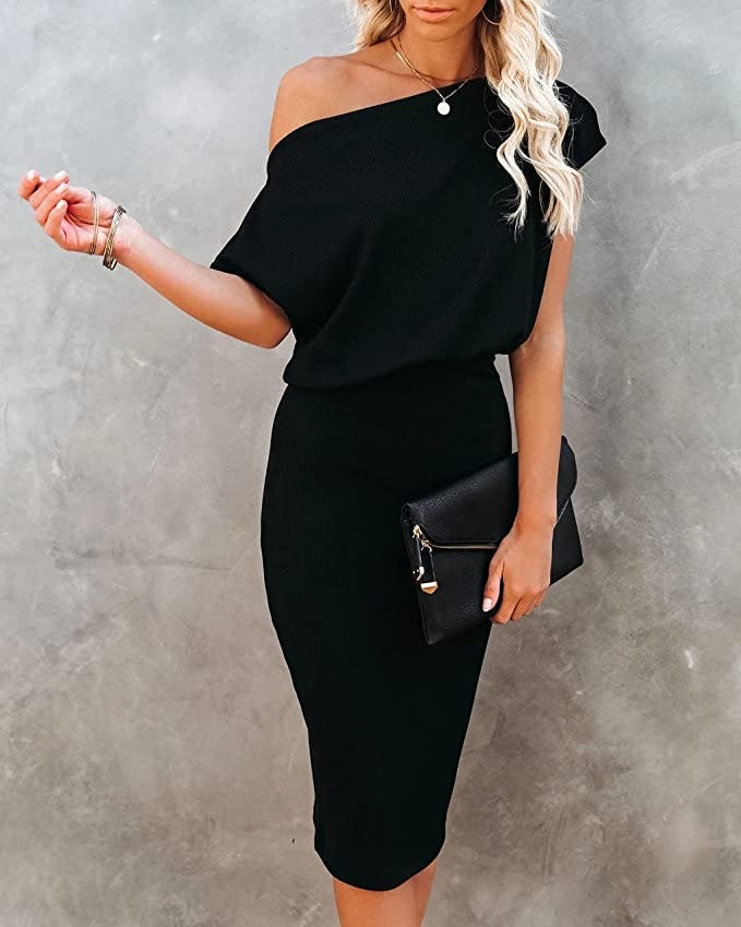Ezbelle Off The Shoulder Bodycon Midi Dress