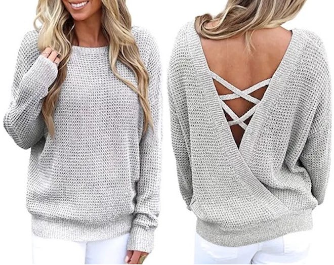 Asvivid Criss-Cross V-Back Sweater