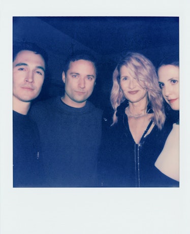 A polaroid of Lazaro Hernandez and Jack McCollough of Proenza Schouler, Laura Dern, and Moonves.