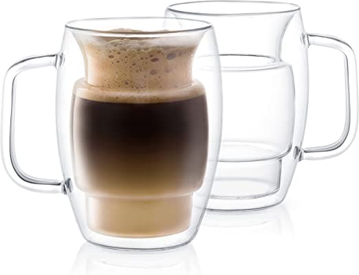JoyJolt Cadus Glass Coffee Cups (Set of 2)
