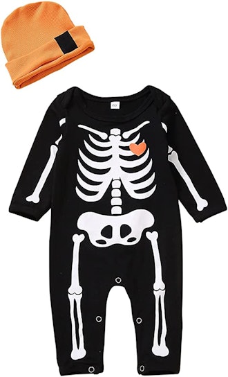 baby halloween costume skeleton