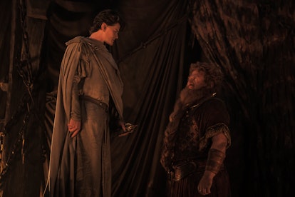 Robert Aramayo as Elrond and Owain Arthur as Durin in 'The Rings of Power'