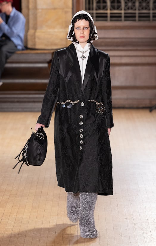 A model walks the runway at rehearsal ahead of the Chopova Lowena show during London Fashion Week Se...