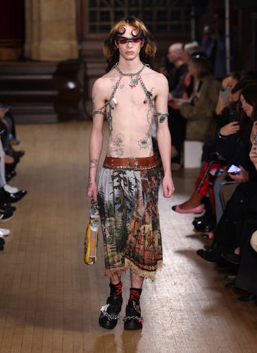 A model walks the runway at the Chopova Lowena show during London Fashion Week September 2022 on Se...