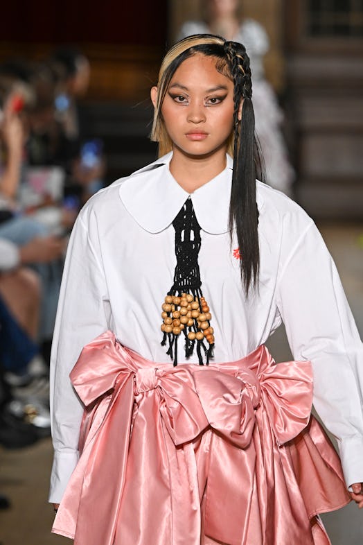  A model walks the runway during the Chopova Lowena Ready to Wear Spring/Summer 2023 fashion show as...