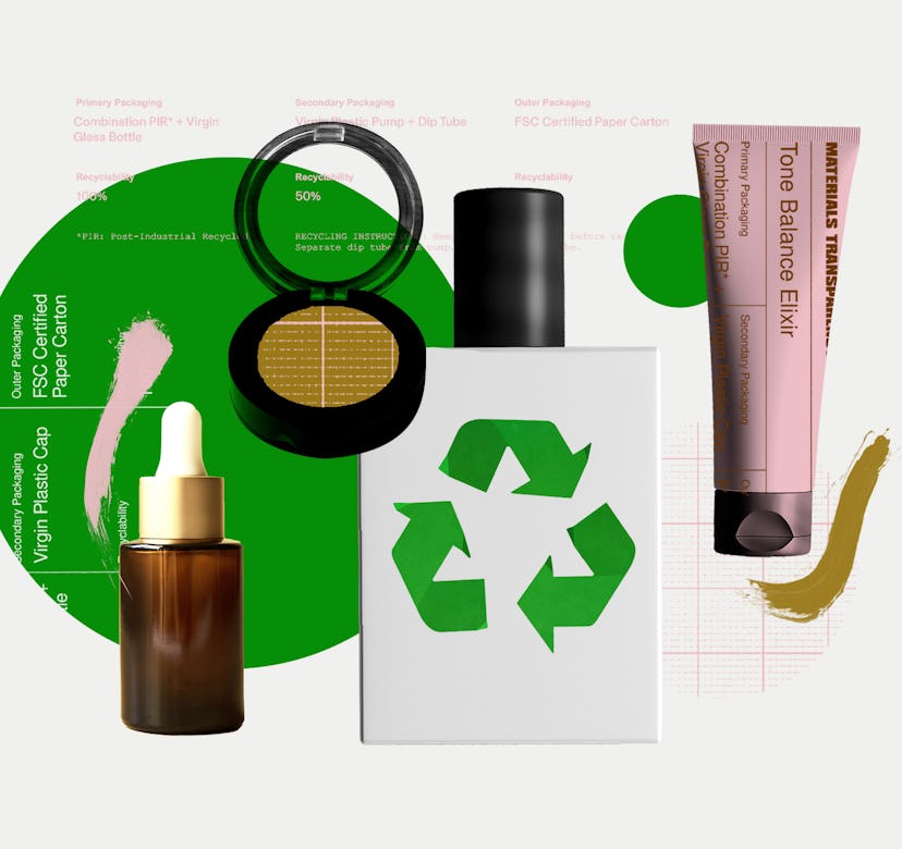 Collage of sustainable beauty products