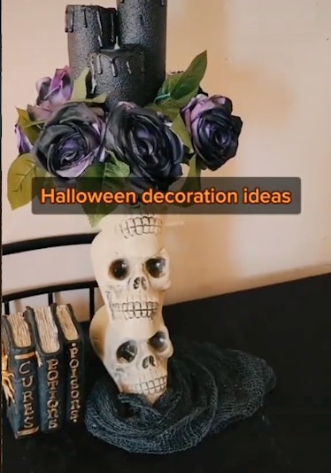 You can make a skeleton candle holder as one of these DIY Halloween decorations from the dollar stor...