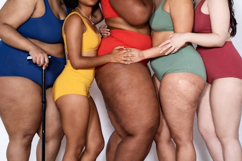 women with different body types in colorful underwear
