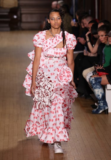 A model walks the runway at the Chopova Lowena show during London Fashion Week September 2022 on Se...
