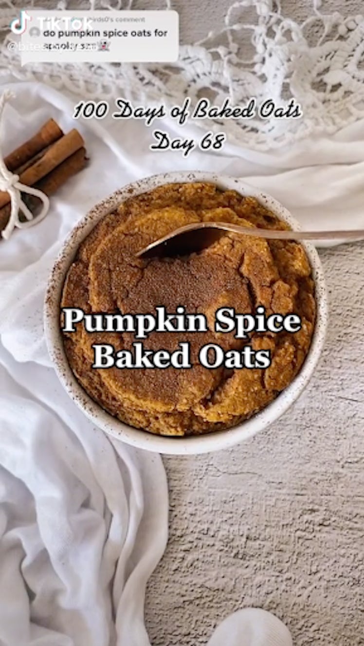 These pumpkin spice baked oats are a fall breakfast recipe from TikTok.