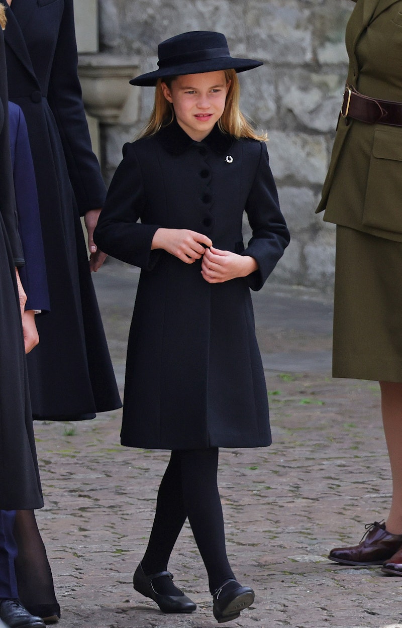 Princess Charlotte in mourning full black outfit at Queen Elizabeth II’s funeral
