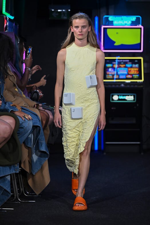 A model walks the runway during the JW Anderson Ready to Wear Spring/Summer 2023 fashion show as par...