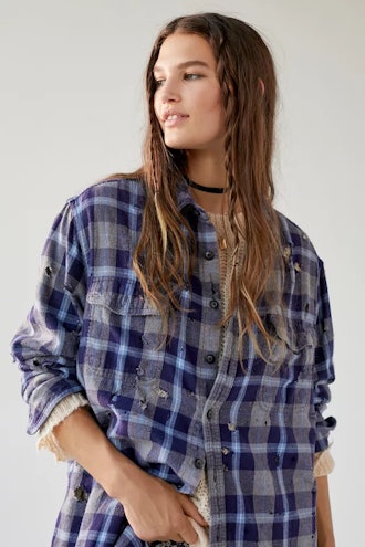 Urban Outfitters Urban Renewal Remade Destroyed Flannel Shirt