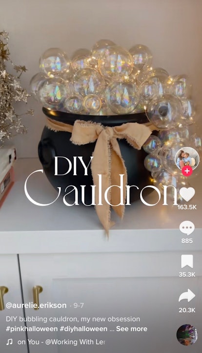 This bubbling cauldron is one of the DIY Halloween decorations from TikTok. 