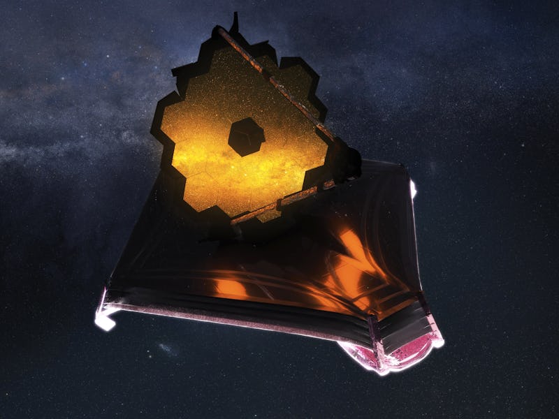 The James Webb Space Telescope in space.