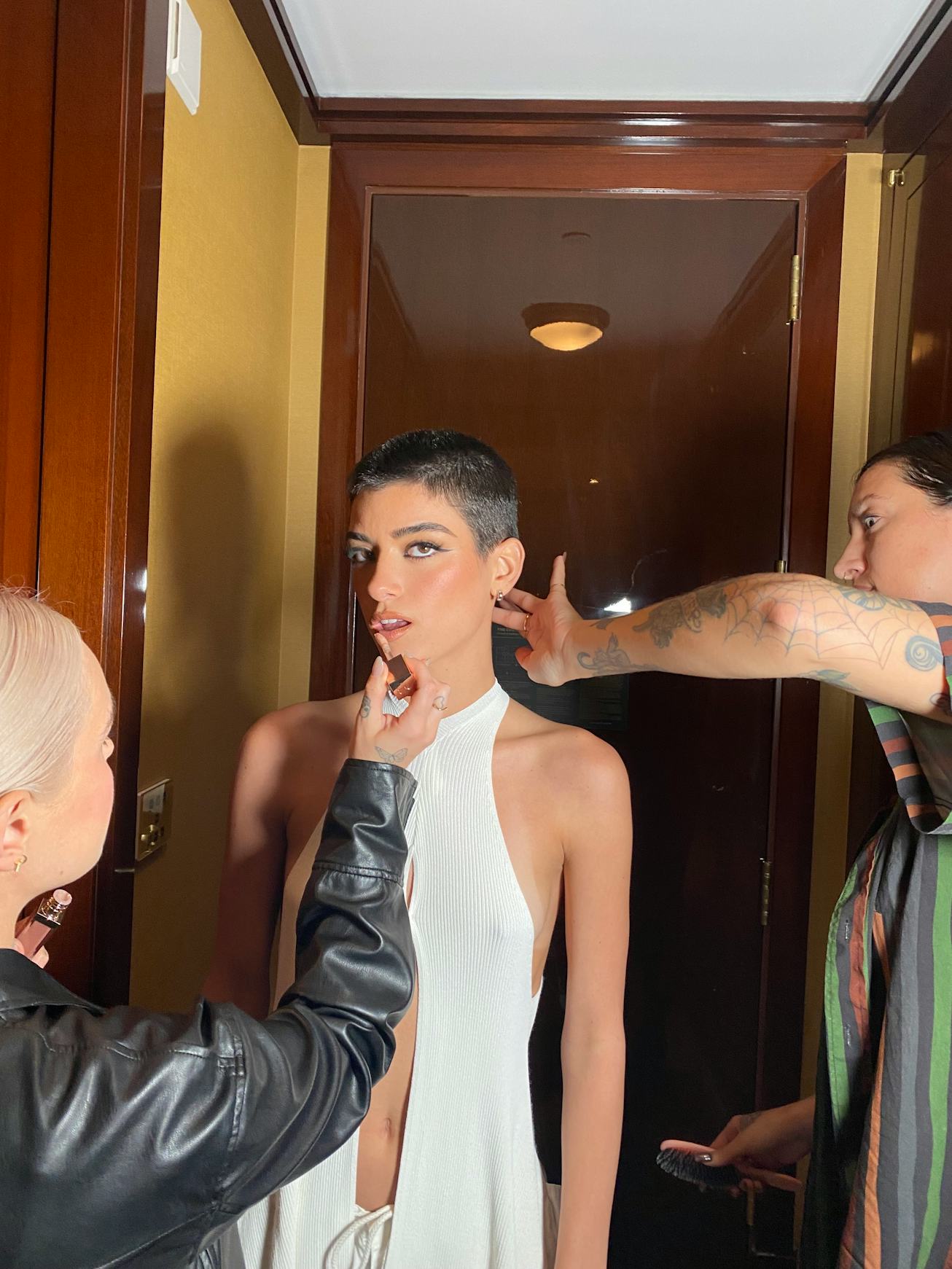 The singer Dixie D’Amelio getting ready for the Puma’s NYFW Show