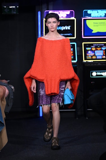 A model walks the runway during the JW Anderson Ready to Wear Spring/Summer 2023 fashion show as par...