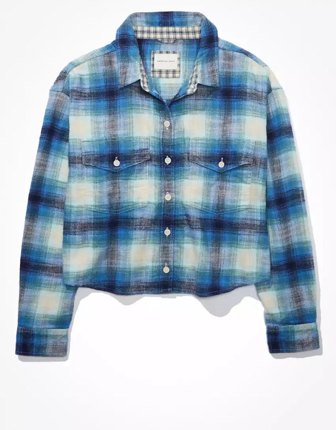 American Eagle AE Cropped Flannel Shirt