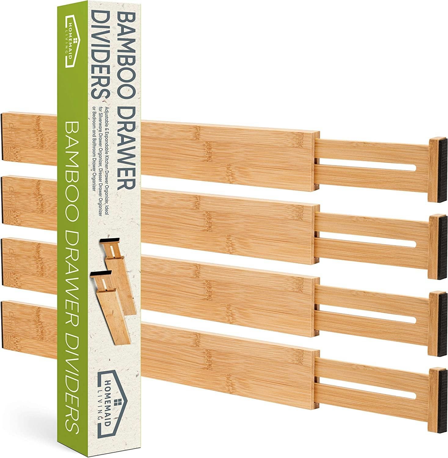 Homemaid Living Bamboo Drawer Dividers (4-Pack)