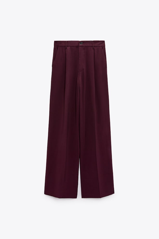 Zara long burgundy trousers