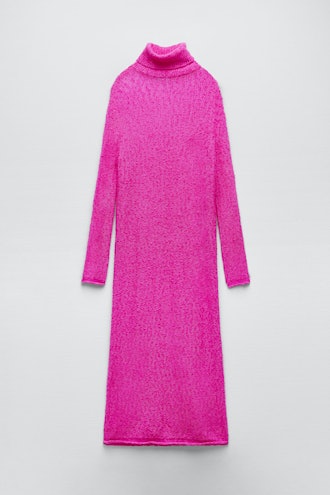Zara neon pink sweater dress