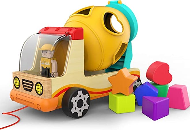 This TOP BRIGHT Wooden Shape Sorter Truck is one of the best gifts for 2-year-olds. 